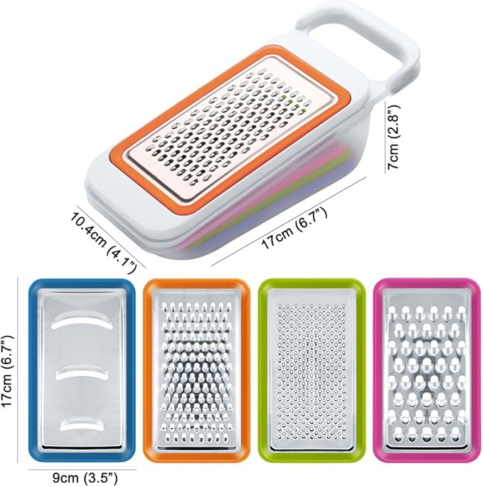 4 PCS Mandoline Vegetable Slicer, FineGood Food Chopper Corer Grater Vegetable Cutter for Restaurant with 5 Citrus Orange Peelers