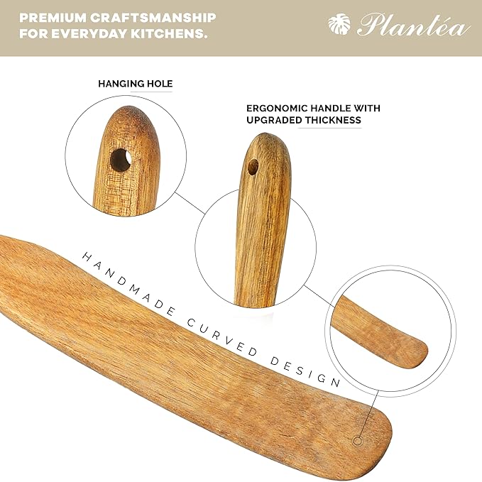 Skinny Wooden Spurtle for Sourdough Starter – Handcrafted Wooden Sourdough Stir Stick & Spatula – Multipurpose Spurtle for Bread Dough Mixing, Cooking & Baking Tools Set