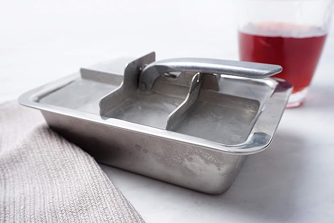 RSVP International Endurance Cocktail Collection, Retro Ice Cube Tray, Stainless Steel, Dishwasher Safe, 7.25x5x2.5"