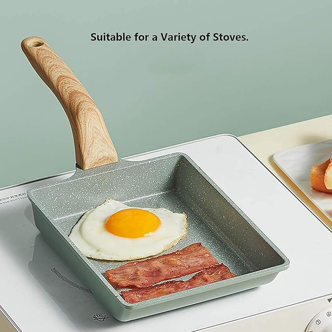 Japanese Omelette Pan Nonstick Tamagoyaki Egg Pan,Retangle Small Frying Pan,with Silicone Spatula & Brush,Non-Stick Coating (PFOA Free) - 20 x 15cm