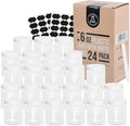 Healthy Packers Plastic Containers with Water-Tight White Lids (6 oz, 24 Pack) - Clear Plastic Food Storage Jars with Labels and White Marker - Jars With Lids For Slime Or Storage - BPA Free