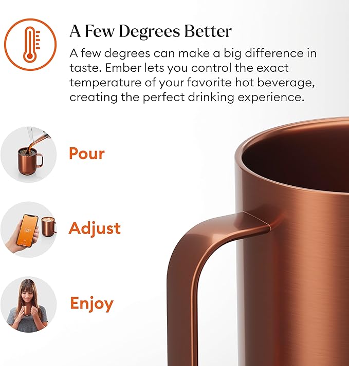 Ember Temperature Control Smart Mug 2, 10 Oz, App-Controlled Heated Coffee Mug with 80 Min Battery Life and Improved Design, Copper