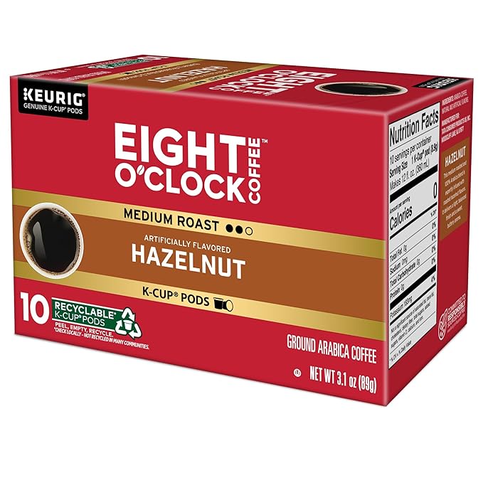 Eight O'Clock Coffee Hazelnut, Single-Serve Coffee K-Cup Pods, Medium Roast, 72 Count