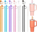 12 Color Replacement Straws with Cover Caps for Stanley Cup 40 oz 30 oz 20 oz 14 oz 64 oz Tumbler, Reusable Drinking Straws with Topper, Stopper, Cleaning Brush for Stanley Cup Accessorie