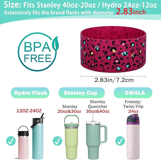 WK IEASON Protective Silicone Base Boot for Hydro Flask Mouth, Anti-Slip Silicone Sleeve Cover Bumper for Hydro Water Bottle Accessories -2.83inch Bottom Diameter