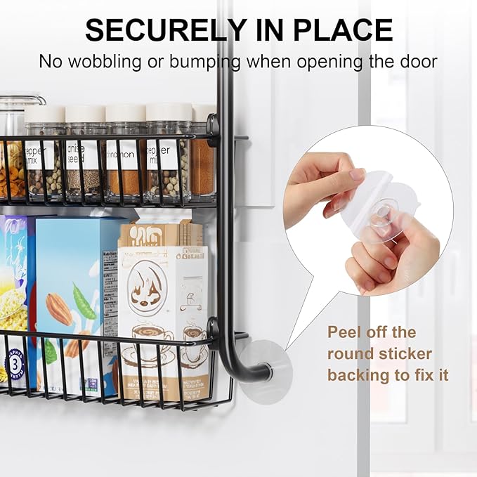 Delamu Over the Door Pantry Organizer, 6-Tier Metal Pantry Door Organization and Storage, Hanging Kitchen Basket Spice Rack Seasoning Shelves, Cabinet Door Organizer for Easy Install,D5xW18xH50inch