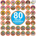 Flavored Decaf Coffee Pods Variety Pack Compatible with Keurig K Cups Brewers, 80 Count, Assorted Decaffeinated Flavored Coffee Sampler