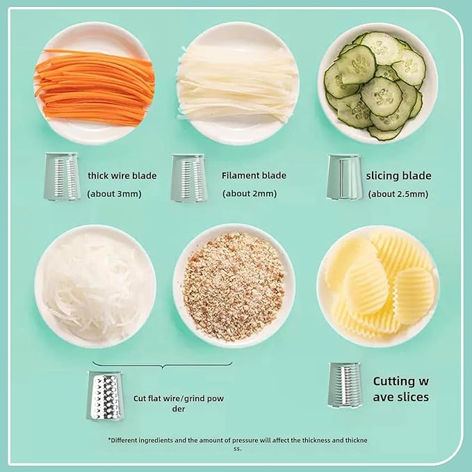 Sakesfor 5 In 1 Food Chopper,2025 New Sakesfor 5 In 1 Rotary Cheese Grater Vegetable Slicer,5 in 1 Hand Crank Food Chopper,Easy To Clean Kitchen Gadgets(Green)