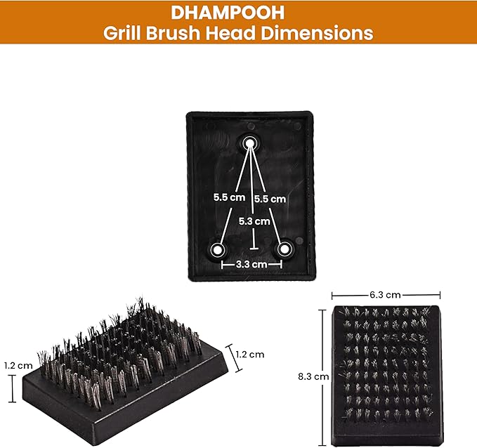Wire Grill Brush & Scraper Replacement Head – Bristle Refill for BBQ Cleaning – Safe No Scratch Grill Cleaner– Heavy-Duty Barbecue Tool – Pack of 1