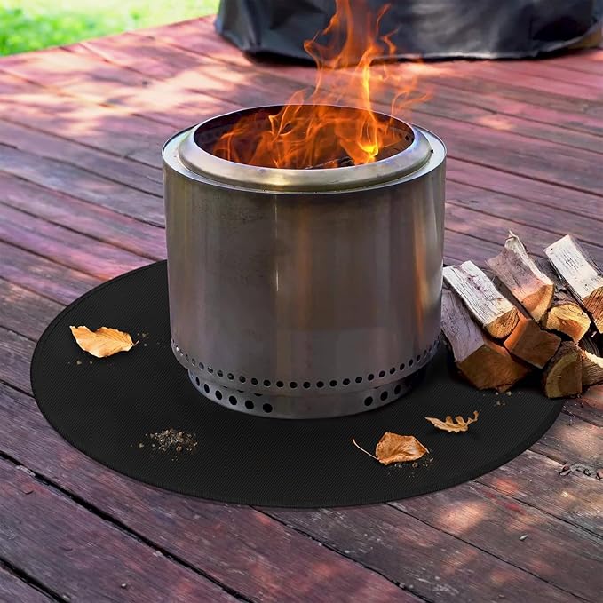 40" Round Fire Pit Mat for Solo Stove Bonfire/Under Grill Mat for Outdoor Grill Fireproof Waterproof Oil-Proof, 4 Layers Fireplace Mat BBQ Mat Solo Stove Mat Fire Pit Pad for Deck Patio Grass Smoker