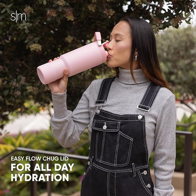 Simple Modern Trek Pivot | 40oz Flip Straw Tumbler with Handle | Water Bottle & Boot | Interchangeable Straw & Chug Lids | Insulated Stainless Steel Jug | Gym Sports Outdoors | Blush Tie Dye