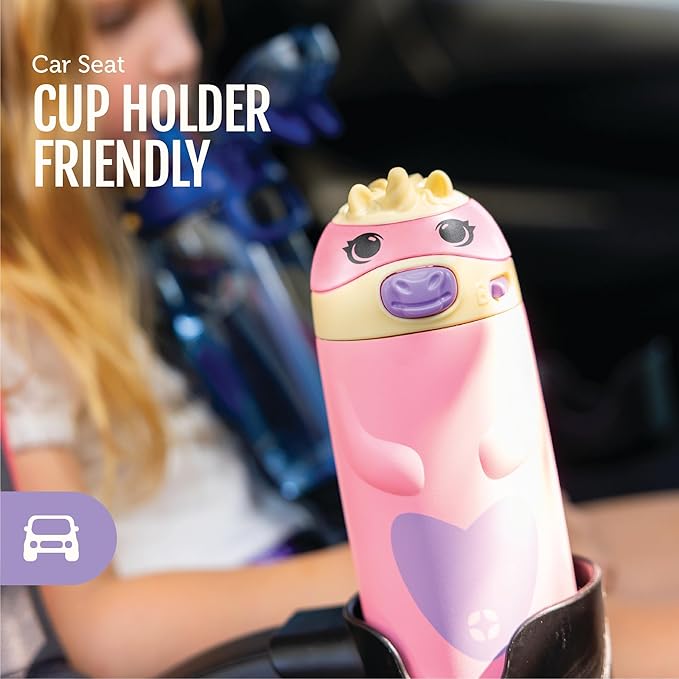 Ello Ellies 12oz Vacuum Insulated Stainless Steel Kids Water Bottle with Straw and Built-in Carrying Handle and Leak-Proof Locking Lid for School Backpack, Lunchbox and Outdoor Sports, Dino