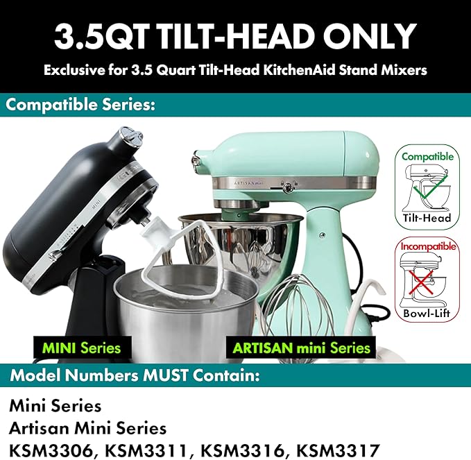 Heavy Duty Whisk Attachment for KitchenAid Artisan Mini 3.5 Quart Tilt-Head Stand Mixers- Extra Thick Stainless Steel Wire Whip for Fast Whipping, Perfect for Large Batches, Dishwasher Safe