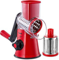 Geedel Rotary Cheese Grater, Kitchen Mandoline Vegetable Slicer with 2 Interchangeable Blades, Easy to Clean Rotary Grater Slicer for Fruit, Vegetables, Nuts