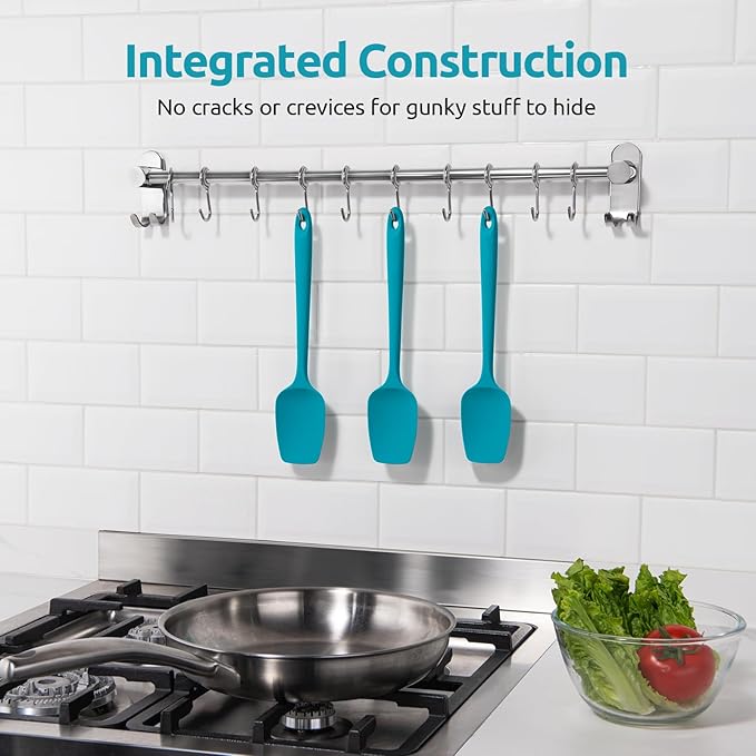 U-Taste Silicone Spoon Spatula Set, 600ºF High Heat Resistant Food Grade Flexible Rubber Scraper, Cooking Mixing Baking Kitchen Utensils Set of 3 (Marrs Green)