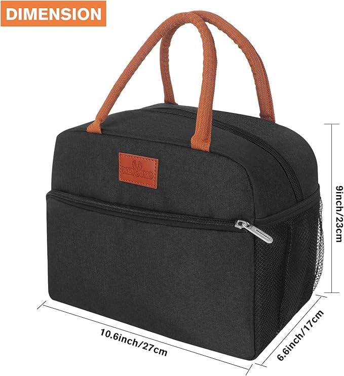 CCidea Lunch Bag for Women/Men, Insulated Lunch Box Bag for Women Adult Men, Small Leakproof Lunch Tote Bag, Reusable Lunch Cooler bag Container for Work/Office/Picnic/Travel -Black