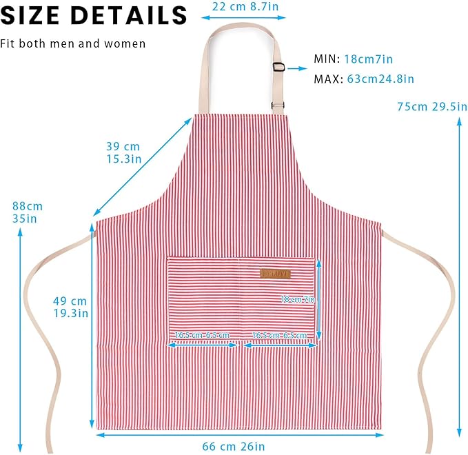 2 Pack Adjustable Bib Apron with 2 Pockets Chef Cooking Kitchen Restaurant Aprons for Women Men