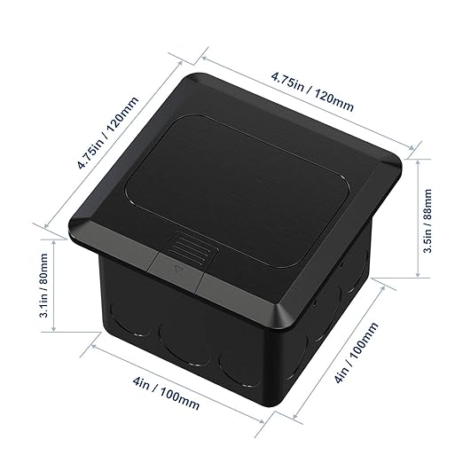 KYHSHJ Pop Up Floor Electrical Outlet with 20 Amp Stainless Steel GFCI Tamper Receptacle Outlet, Corrosive Resistant Hardware，ETL Listed,Black