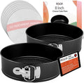 RFAQK Ultimate 8-inch Springform Cake Pan Set with Removable Bottom- Leakproof Non-stick Round Baking Pan with 50Pcs Parchment Papers Perfect for Cheesecakes, Sponge Cakes & More- Bonus E-Book!