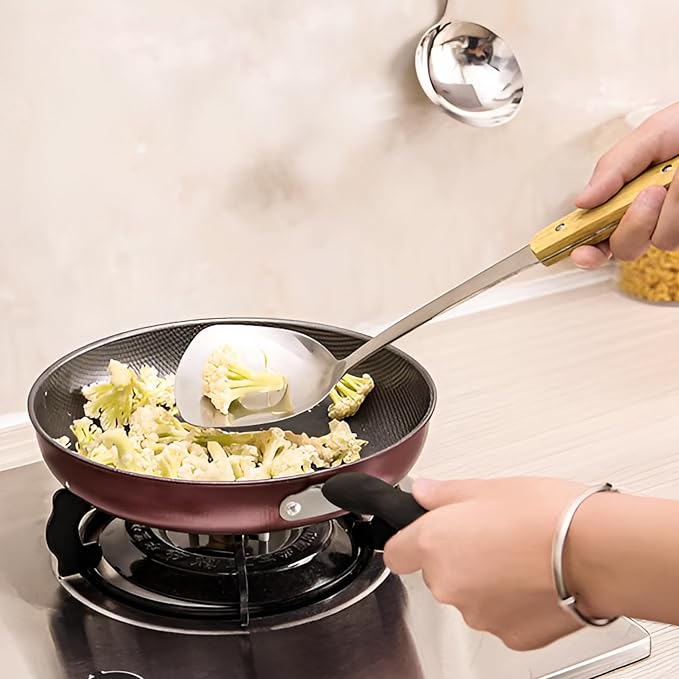 FJNATINH Cooking Utensils Set with Wood Handle, 9 Pieces Wok Utensils Tools - Wok Accessories Cookware Set