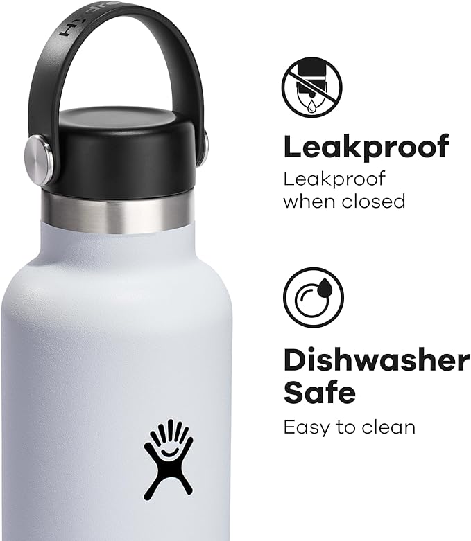 Hydro Flask Water Bottle - Insulated Stainless Steel - Non Spill, Leakproof in 24 Oz White
