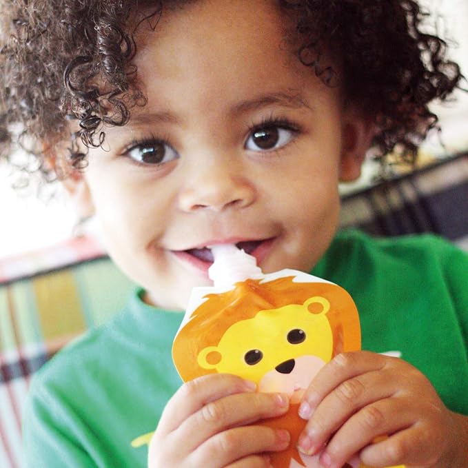 Squooshi Reusable Baby Food Pouches for Toddlers | BPA Free Plastic, Food Safe, Freezer Safe | Refillable for Applesauce Yogurt & Puree Squeeze Pouch | 6 Pack | 5 oz