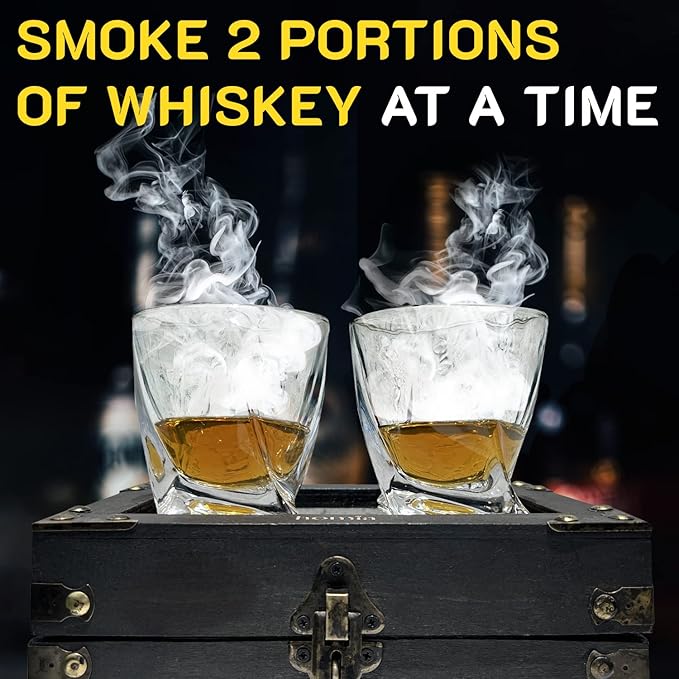 Cocktail Smoker Kit - Whiskey Smoker Kit - Smoke Infuser Birner PRO - Smoking Box, 12 PCS, with Accessories and Wood Chips - Cold Smoke for Food and Drinks, Black - Gift for Men