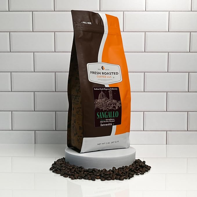Fresh Roasted Coffee, Sangallo Italian Craft Artisan Blend, 2 lb (32 oz), Medium Roast, Kosher, Whole Bean