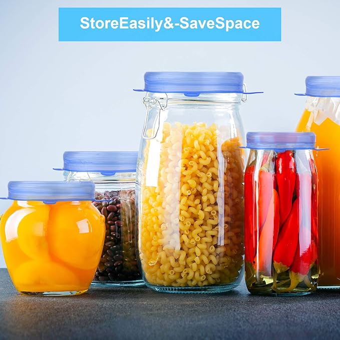 YXYL 14 PCS Reusable Silicone Stretch and Seal Lids for Food Storage, Flexible Round Silicone Bowl Covers, 7 Different Sizes - Keep Food Fresh