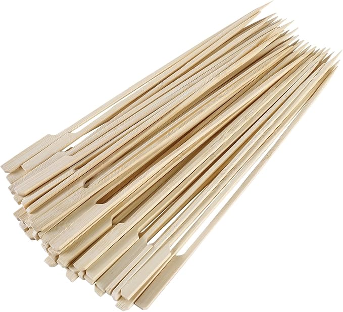 Gmark Bamboo Paddle Skewers 10" 100pc/Bag, Kabob Skewers, BBQ Skewers for Outdoor Grilling GM1074