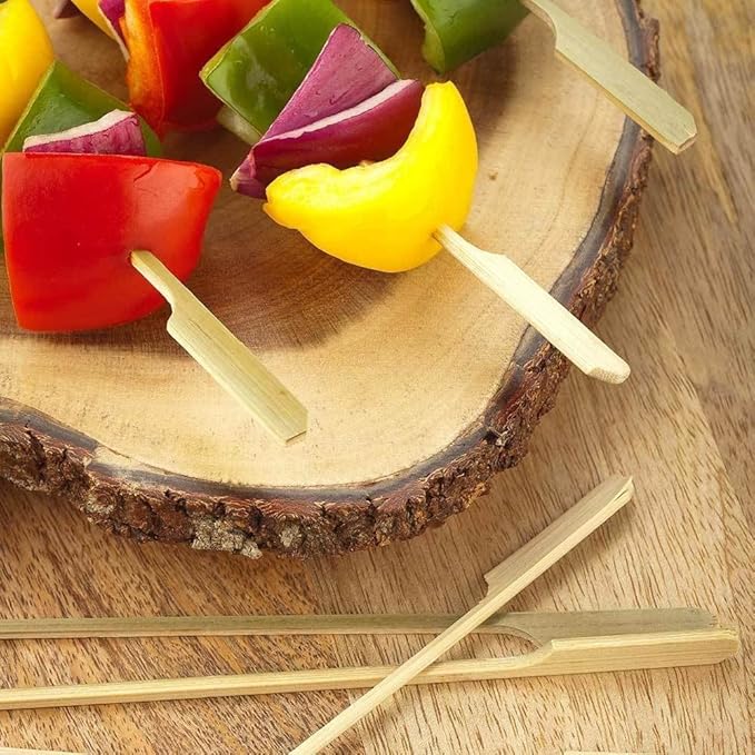 Gmark 7" Bamboo Paddle Skewers 100 ct, Natural Bamboo Paddle Picks, BBQ Picks GM1032A