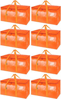 BALEINE 8-Pack Oversized Moving Bags with Reinforced Handles, Heavy-Duty Storage Tote for Clothes, Moving Supplies (Orange, 8-Pack)