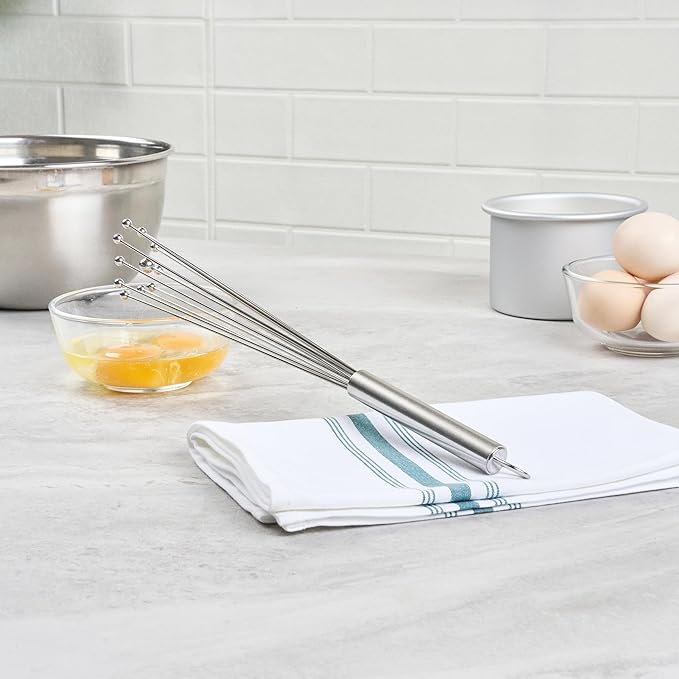 Restaurantware-German Standard 12.6 Inch Ball Whisk, 1 Dishwashable Kitchen Whisk - Ergonomic Handle, Durable, Stainless Steel Manual Egg Beater, Suitable For Whisking, Stirring, Mixing, Beating