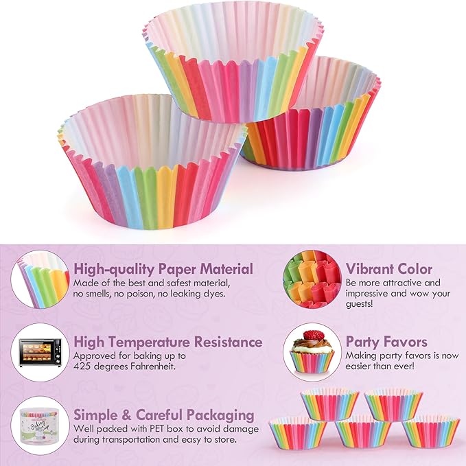 Baking Cups, 100 pieces Paper Muffin Wrappers Nonstick Muffin Molds Baking Cup Holders for Wedding, Birthday, Baby Shower or Holiday Party