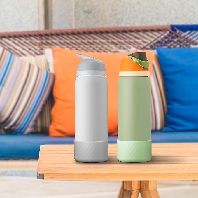 2PCS Silicone Water Bottle Boot for Owala 32oz, Protective Bottom Bumper Anti-Slip Sleeve for FreeSip, Twist, and Flip Stainless Steel Bottles, Dishwasher Safe and BPA Free