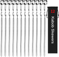 Kabob Skewers 14" Stainless Steel Long BBQ Barbecue Skewers, Flat Metal Kebob Sticks Wide Reusable Grilling Skewers for Meat Chicken, Set of 12pcs with Storage Bag by JY COOKMENT