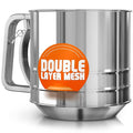 5 Cup Flour Sifter for Baking – Large Capacity Flour Sifter Stainless Steel with Double Mesh, Easy One-Hand Use & Dishwasher Safe – Baking Tools for Sifting Powdered Sugar, Cocoa & Christmas Cookies