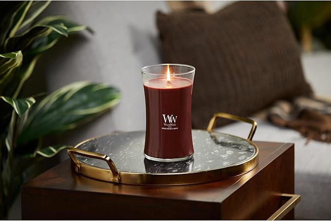 WoodWick Smoked Walnut & Maple Holiday Candle Gifts for Women and Men, 21.5 oz Large Hourglass Candle with Crackling Wick