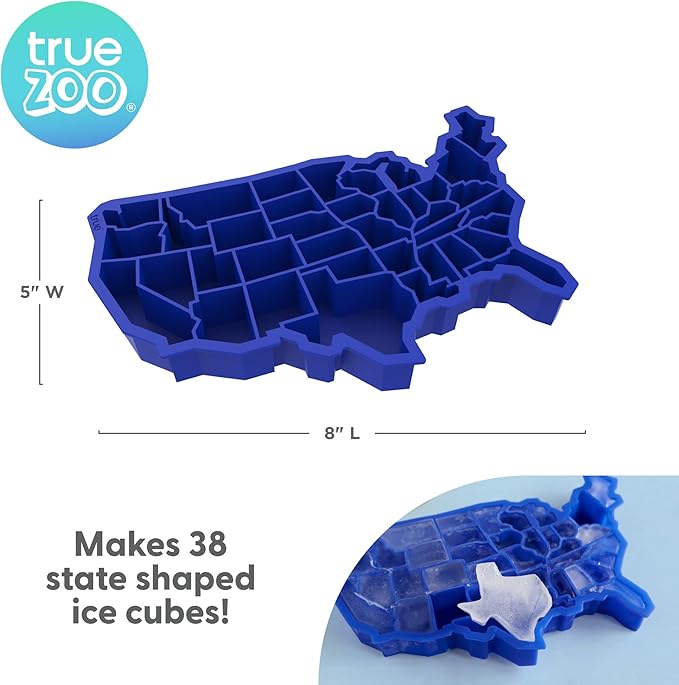 TrueZoo U Ice of A Silicone Ice Cube Tray, Makes 38 Cubes, Flexible Mold for Whiskey, Cocktails, Party Drinks Perfect for Game Night, Tailgate, Home Bar Accessories, Set of 1, Blue