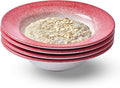 Portmeirion Potter's Mist Oatmeal Bowls (Set of 4) - Elegant Earthenware for Breakfast, Lunch & Dessert - Microwave & Dishwasher Safe Bowls, Handcrafted Stackable Bowl Collection (Red Mist)