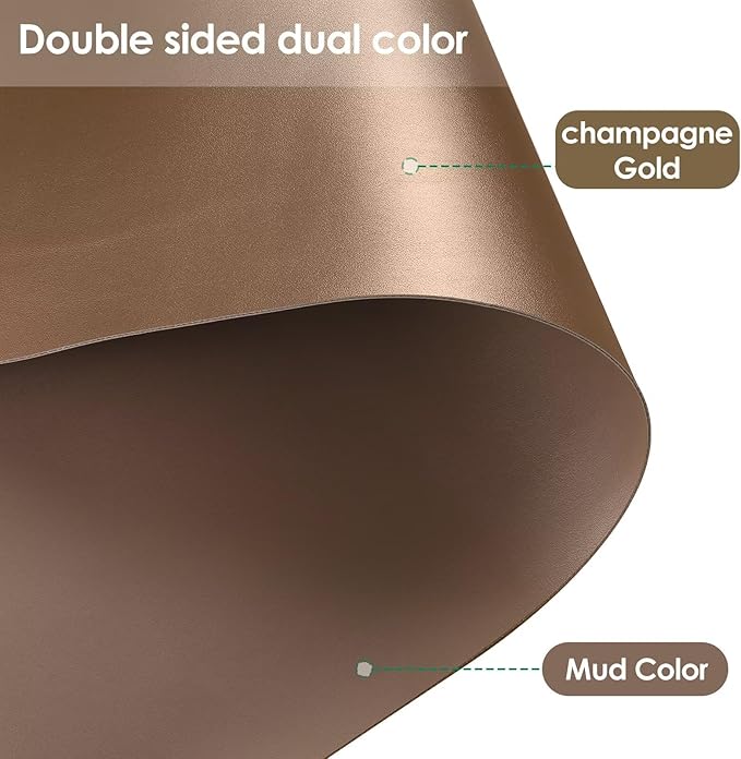 Leather Table Pad,1.8mm Thick,40x84 Inch,Dining Table Pad,Table Pads for Dining Room Table Rectangular,Table Protector for Dining Room Table(Mud Color+Champagne Gold,40x84)