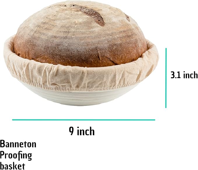9 inch Round Banneton Bread Proofing Basket Liner SUGUS HOUSE Brotform Dough Rising Baking Bowl Dough Gifts for Bakers Proving Baskets for Sourdough