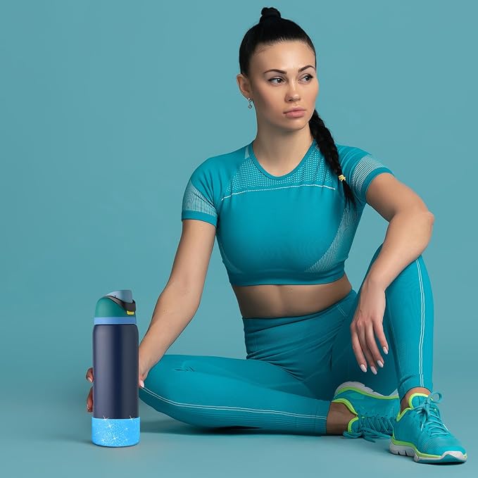 2PCS Glitter Silicone Boot for Owala Water Bottle, Anti-Slip Protective Sleeve for Owala Twist,FreeSip and Flip Stainless Steel Water Bottle, BPA-Free, Dishwasher Safe, Accessories