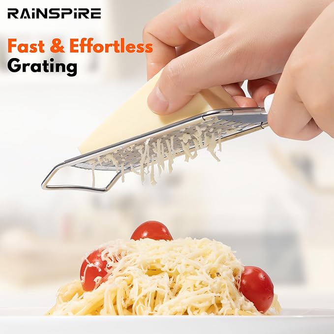 Rainspire Professional Cheese Graters for Kitchen Stainless Steel Handheld, Metal Lemon Zester Grater With Handle For Cheese, Chocolate, Spices, Kitchen Gadgets And Tools, Soft Grip Handle, Mint Green