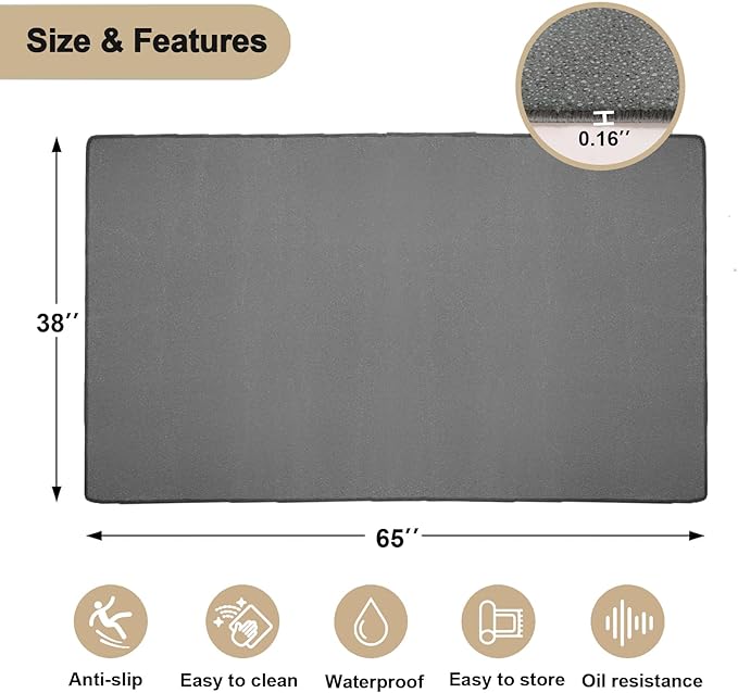 BBQ Grill Mat for Outdoor Grill, 65 x 38 inches Heavy Duty Thickened Under Grill Mats, Oil-Proof Waterproof Floor Protector for Deck and Patio