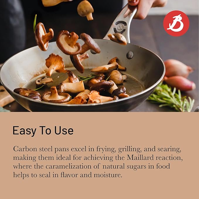 De Buyer MINERAL B Pro Carbon Steel Fry Pan - 11” Diameter, 8.3” Cooking Surface - Ideal for Searing, Sauteing & Reheating - PFAS, PFOA & PFOS Free - Made in France