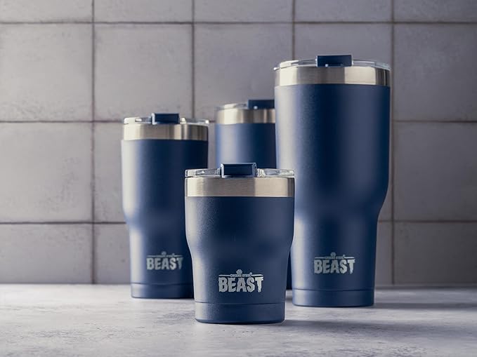 Beast 30 oz Tumbler Stainless Steel Vacuum Insulated Coffee Ice Cup Double Wall Travel Flask (Navy Blue)