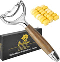 KULUNER Durable Stainless Steel Corn Peeler with Polished Wood Handle Corn on the Cob Stripper Kernel Remover Easy Use Corn Kernel Cutter Kitchen Gadget（Merbau）