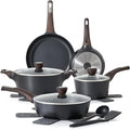SENSARTE Pots and Pans Set Non stick, Non toxic Healthy Induction Cookware Sets, 14 Pcs Non Stick Kitchen Cooking Set with Frying Pans Set & Saucepan, PFOA PFOS APEO Free, Black