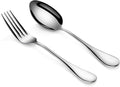 Artaste 56426 Rain 18/10 Stainless Steel Table LARGE SERVING Spoons and Forks Set, of 6 in Each, Silver